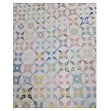 Imroved Nine Patch Feed Sack ? Quilt Hand Pieced
