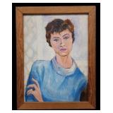 Vtg Oil on Board Portait of Woman Signed Sara
