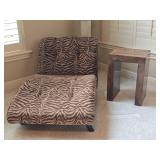 Modern Animal Print Chaise Lounge & Side Table
