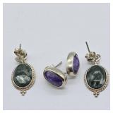 STERLING SILVER AMETHYST & SERAPHiNITE PEIRCED