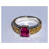 18K Gold, Ruby, Sapphire & Diamond Ladies