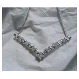 14K White Gold & Diamond Chevron Necklace