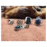 Four Sterling Silver Rings & Pendant .925