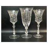 Cambridge Rose Point Glasses 2 Wine Stems 7 In. &