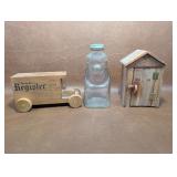 Vintage Grapette Clown shaped Bottle Bank, Wood