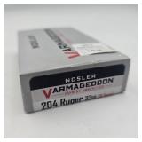 Box of Nosler Varmageddon 204 Ruger Ammo