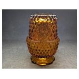 Vintage Indiana Glass Golden Amber Diamond Point