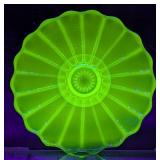 Vintage Vaseline Uranium Glass Plate, Scalloped