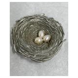 Pewter Birds Neat w/ Pearl Style Eggs