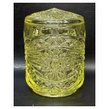 Imperial Glass Hobstar Yellow Glass Canister w/