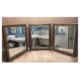 Antique Vintage Hanging Shaving Mirror 3 Panel