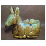 Vintage Glazed Ceramic Donkey Ashtray  Unmarked