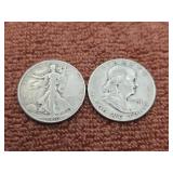 Two Silver US Half Dollars