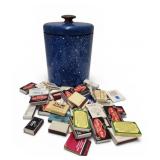 Enamel Jar With Matchbooks Advertising