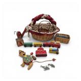 Vtg Basket W Children