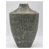 Floral Relief Vase w/ a Verdigris Patina Look