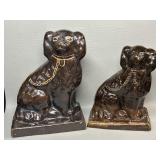 Vintage / Antique Stoneware Dog Spaniel Figurines