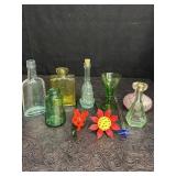 SMALL GLASS BOTTLES, FLOWERS, SHAKER & MORE