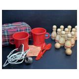 Tabletop Wooden Bowling Game & Vintage Jewel