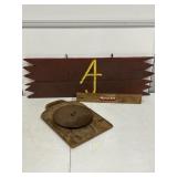 WOOD AJ SIGN, 18 IN. LEVEL & SAW BLADE BOARD