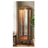 Curved Front Curio Cabinet with Locking Door and