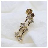 14K YELLOW GOLD 3 DIAMOND DROP DANGLE PEIRCED