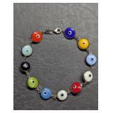 Vintage Sterling Silver 925 Multi Color Evil Eye