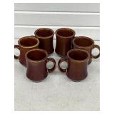 6 RESTAURANT STYLE BROWN POTTERY COFFEE CUPS