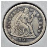 AU, 1856 O SEATED LIBERTY SILVER DIME