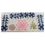 19 Pc Vintage Double T Block 11" Quilt Squares,