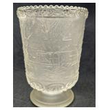FENTON Clear Frosted Satin Currier and Ives