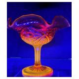 Vintage Viking Amberina Pedestal Compote Art