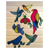 7 STAINED GLASS BIRD SUN CATCHERS NO CRACKS