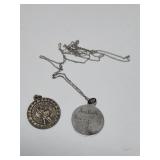 Vtg Sterling Silver Pendants & Necklace