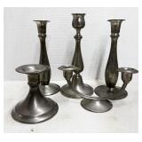 Lot of Pewter Candlesticks Marked/ Unmarked