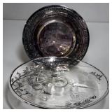 VTG Silver City Floral Overlay Dish w/ Silver
