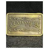 COUNTRY MUSIC BRASS BELT BUCKLE BY INDIANA METAL