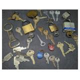 Vintage Padlocks & Assorted Keys (bison padlocks