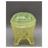 L. E. Smith Greek Key Uranium Glass Dish With