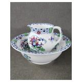 Maling England Bird Floral Pitcher & Basin