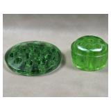 Uranium & UV Reactive Glass Flower Frog