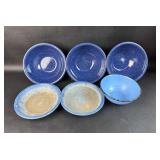 6 Pieces Blue Enamelware Items Some Show Wear &