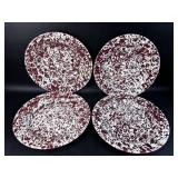 4 Red  and White 10ï¿½ï¿½ Enamelware Plates