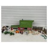 LAZY DAY FARMS METAL PLAY BARN W/ FARM ANIMALS &