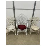 3 WHITE WICKER PATIO CHAIRS 2 MATCHING