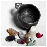 VTG Pewter Porringer Cup w/ Tumbled & Rough