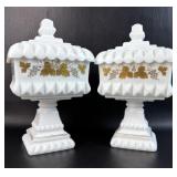 Pair of Vintage Rare Hand Painted Pattern