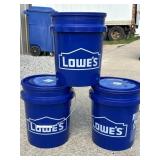 3 NEW LOWEï¿½S PLASTIC 5 GALLON BUCKETS W/ LIDS
