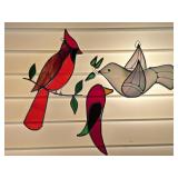 3 STAINED GLASS BIRD SUN CATCHERS NO CRACKS