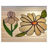 2 STAINED GLASS FLOWER SUN CATCHERS NO CRACKS